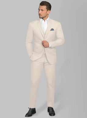 Beige Stretch Chino Suit