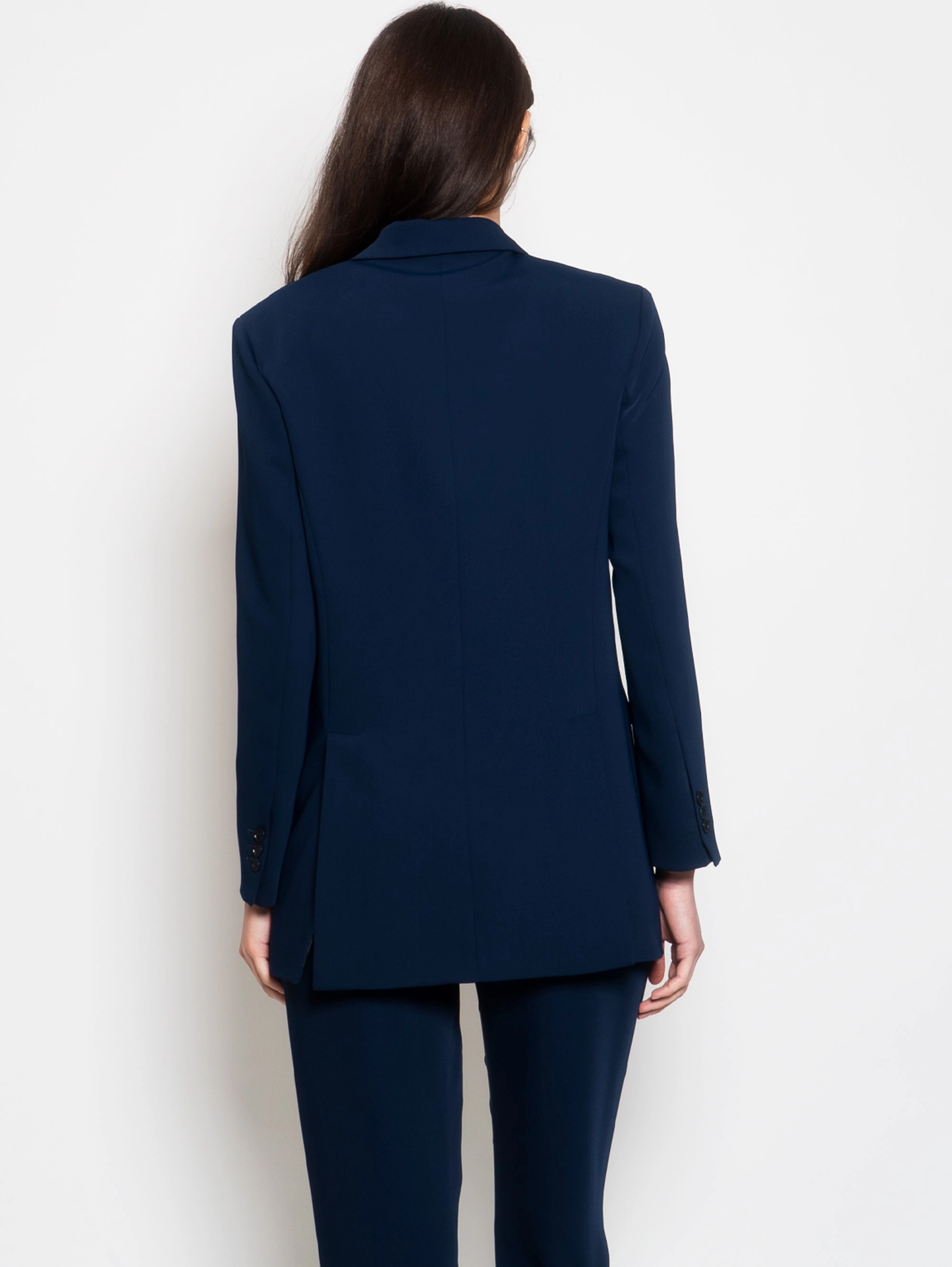Blue Cady Double Breasted Blazer