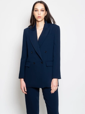Blue Cady Double Breasted Blazer