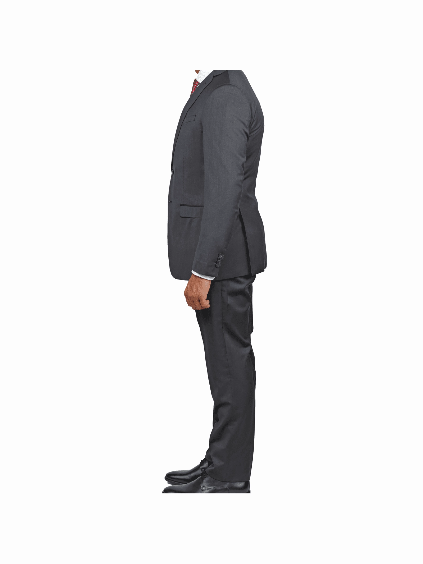 Blujacket Mens Charcoal Gray 100% Marzotto Wool Trim Fit Suit
