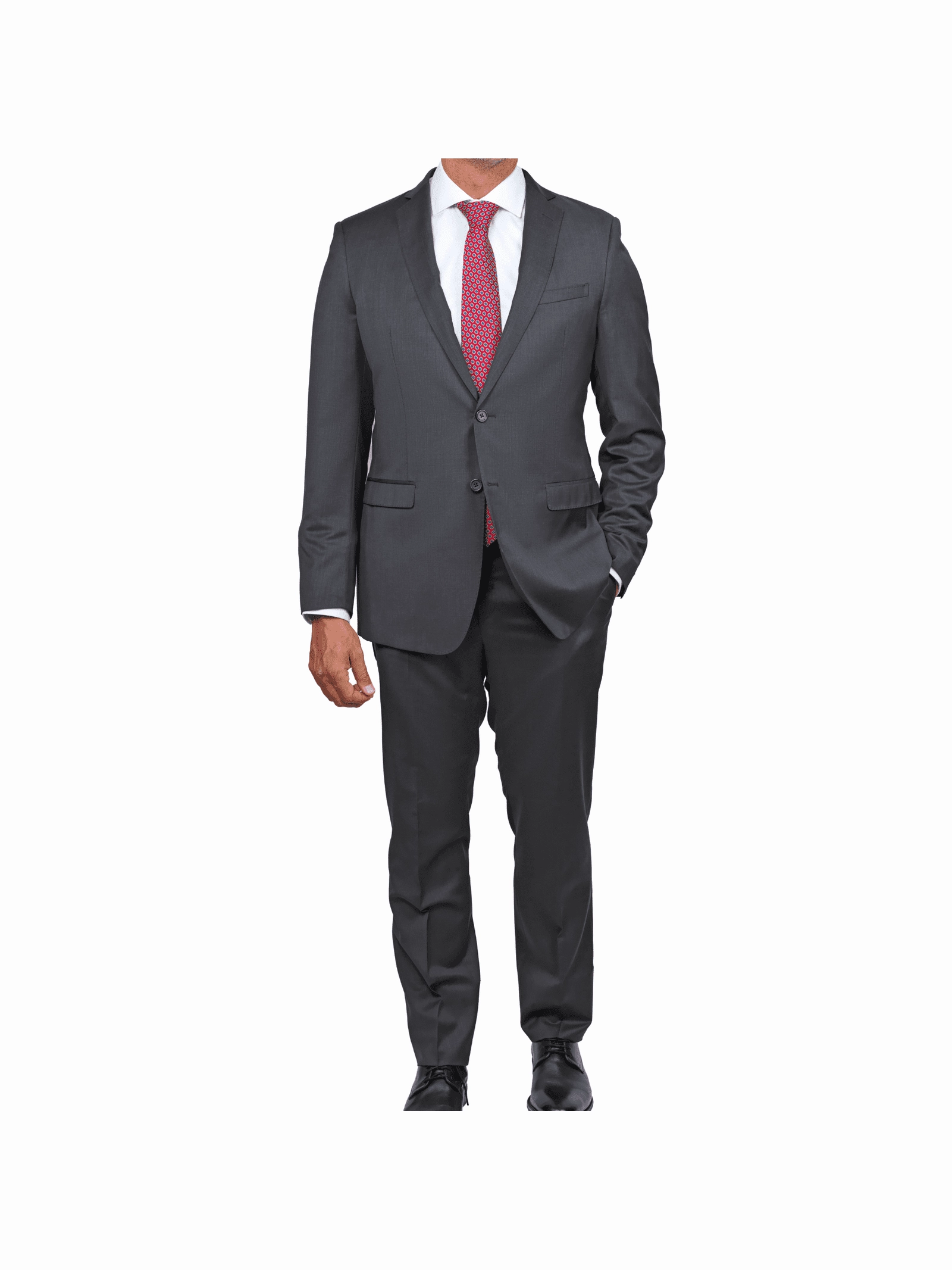 Blujacket Mens Charcoal Gray 100% Marzotto Wool Trim Fit Suit