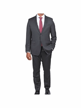 Blujacket Mens Charcoal Gray 100% Marzotto Wool Trim Fit Suit