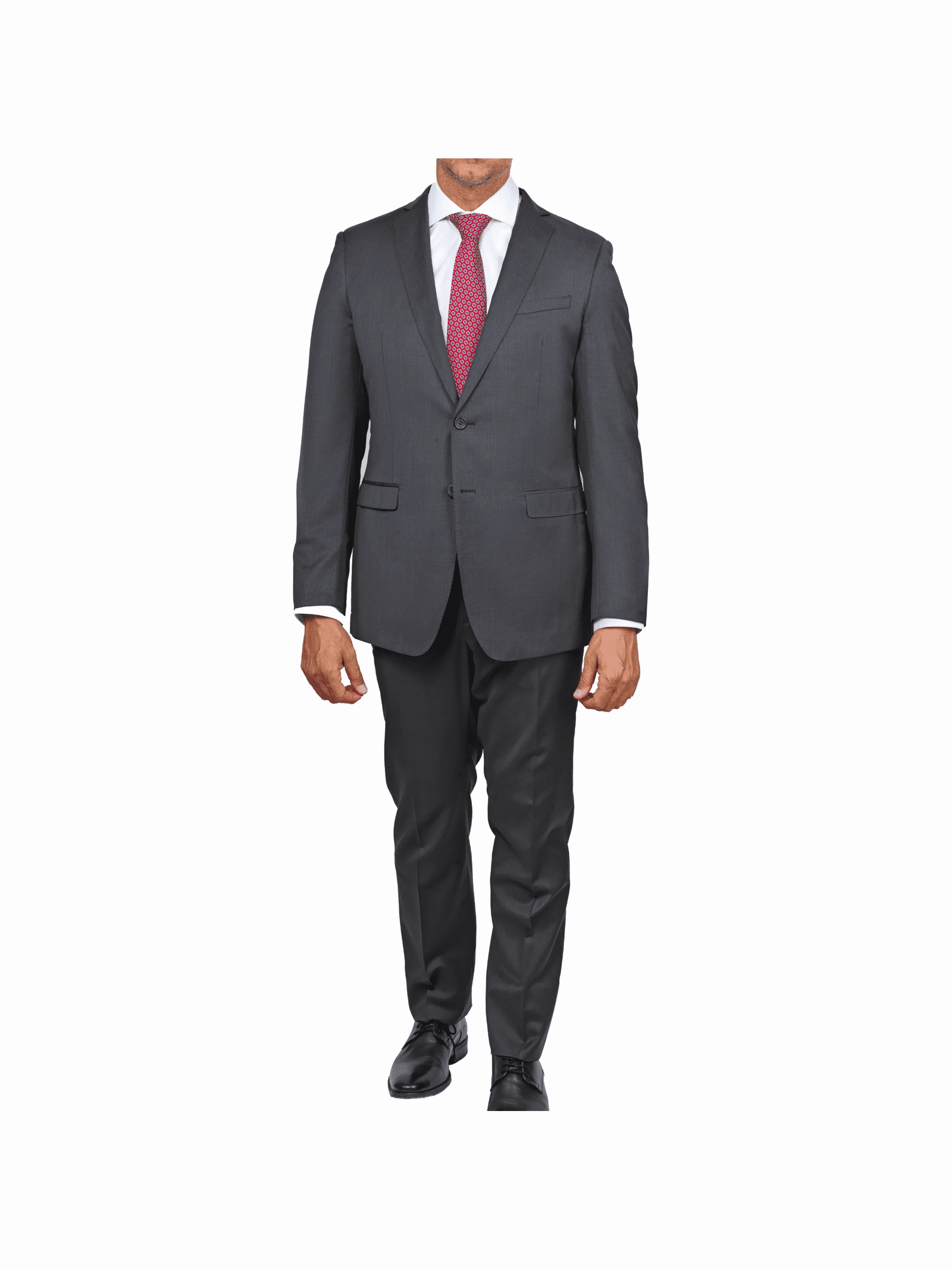 Blujacket Mens Charcoal Gray 100% Marzotto Wool Trim Fit Suit