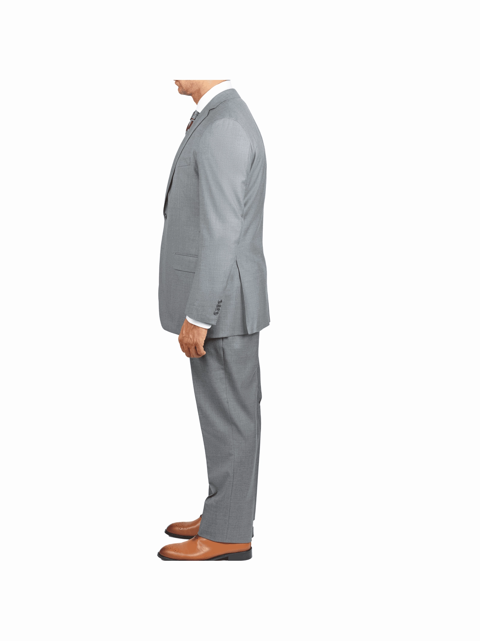 Blujacket Mens Light Gray Wool Cashmere Regular Fit 2 Piece Suit