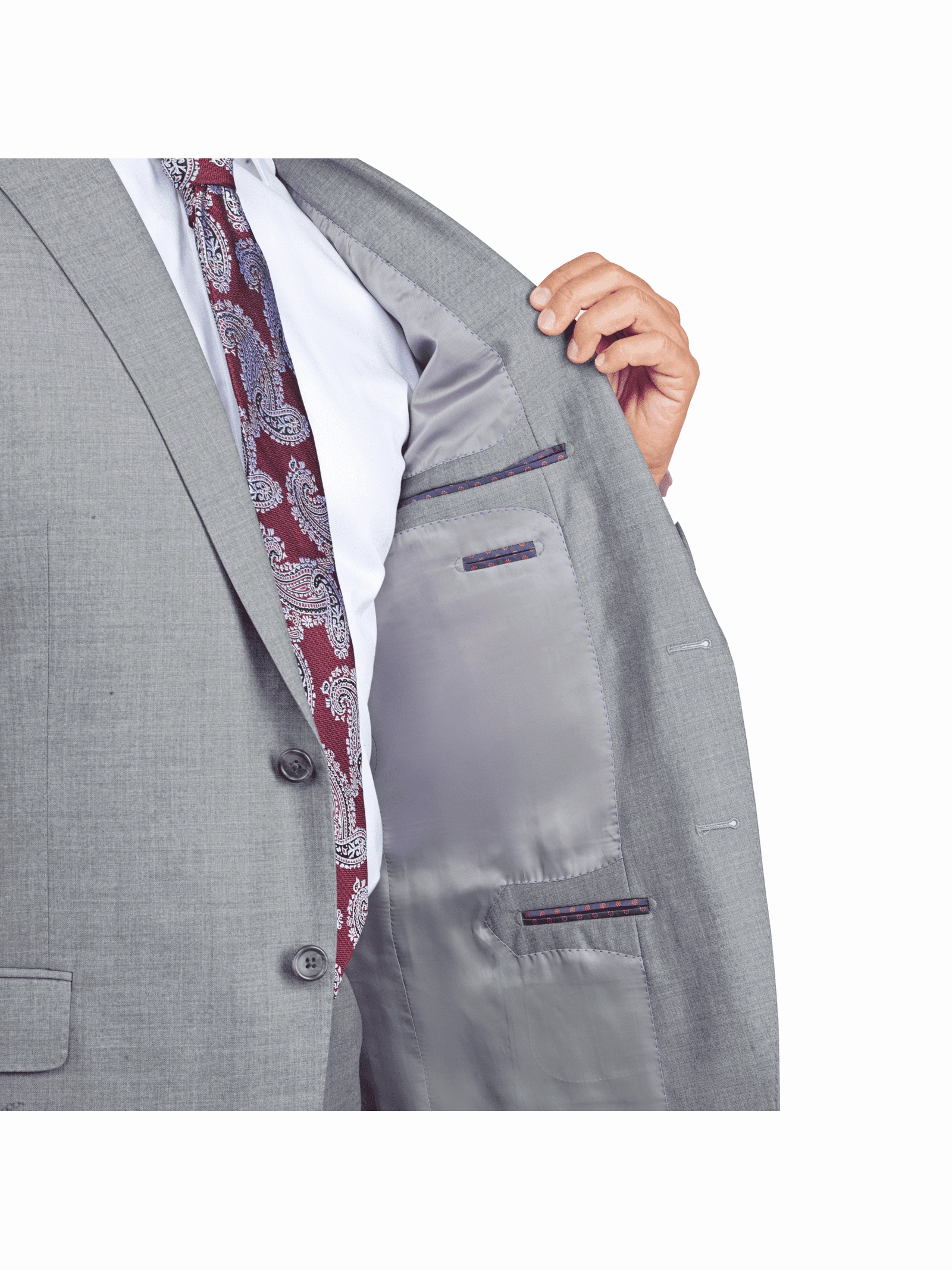 Blujacket Mens Light Gray Wool Cashmere Regular Fit 2 Piece Suit