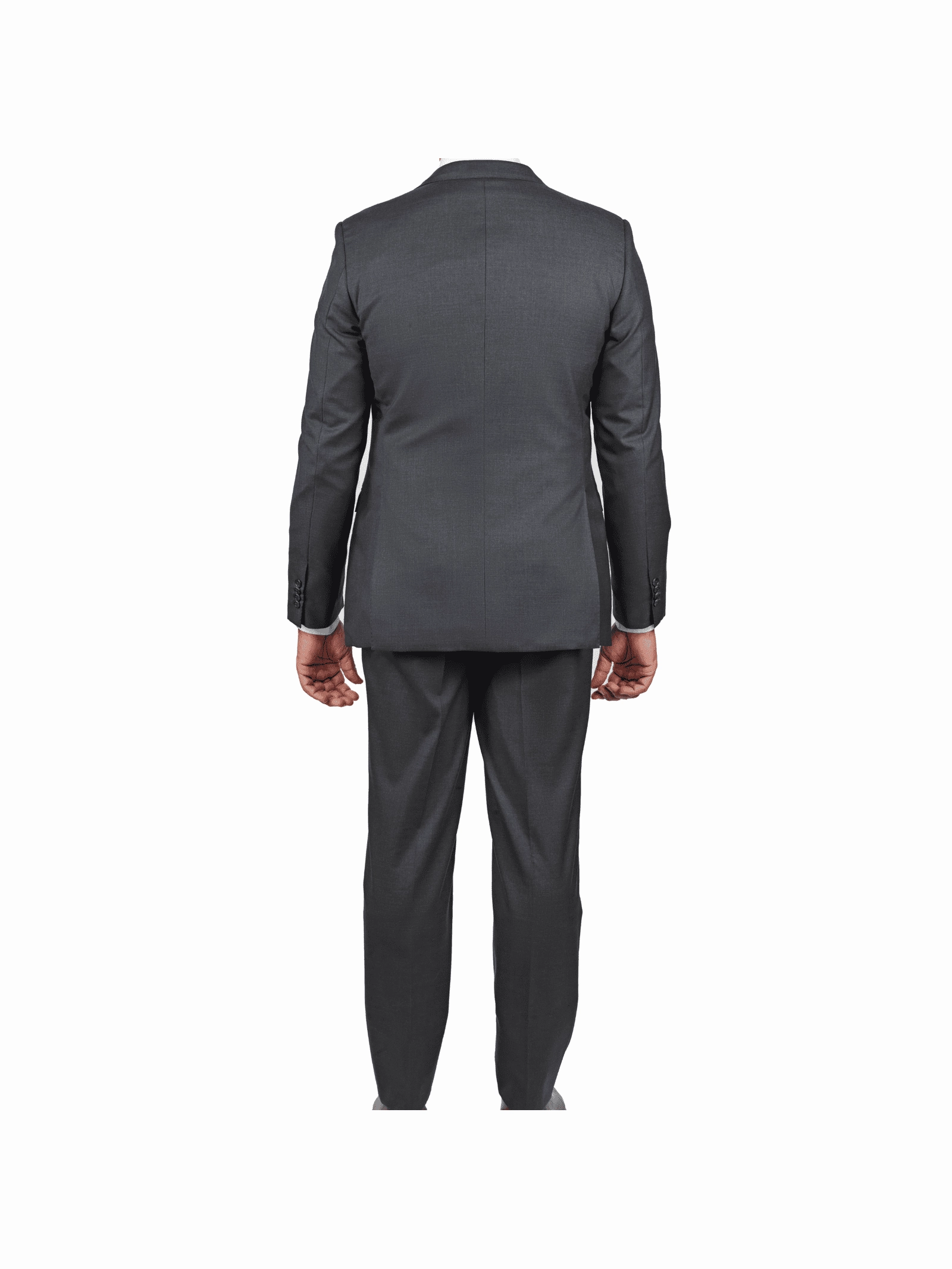 Blujacket Mens Solid Charcoal Gray Wool Cashmere Trim Fit 2 Piece Suit