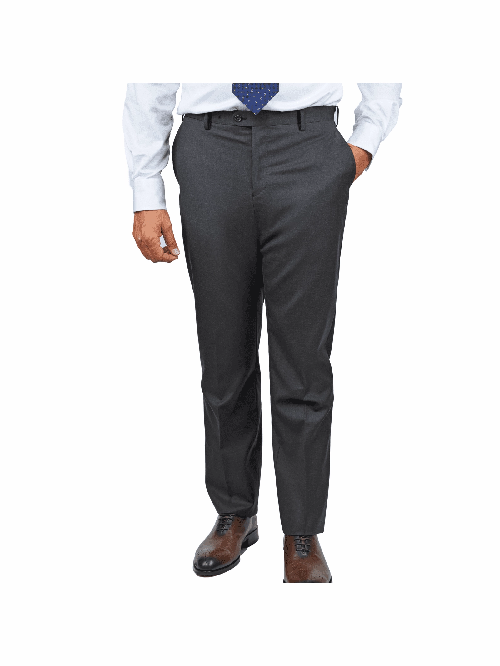 Blujacket Mens Solid Charcoal Gray Wool Cashmere Trim Fit 2 Piece Suit