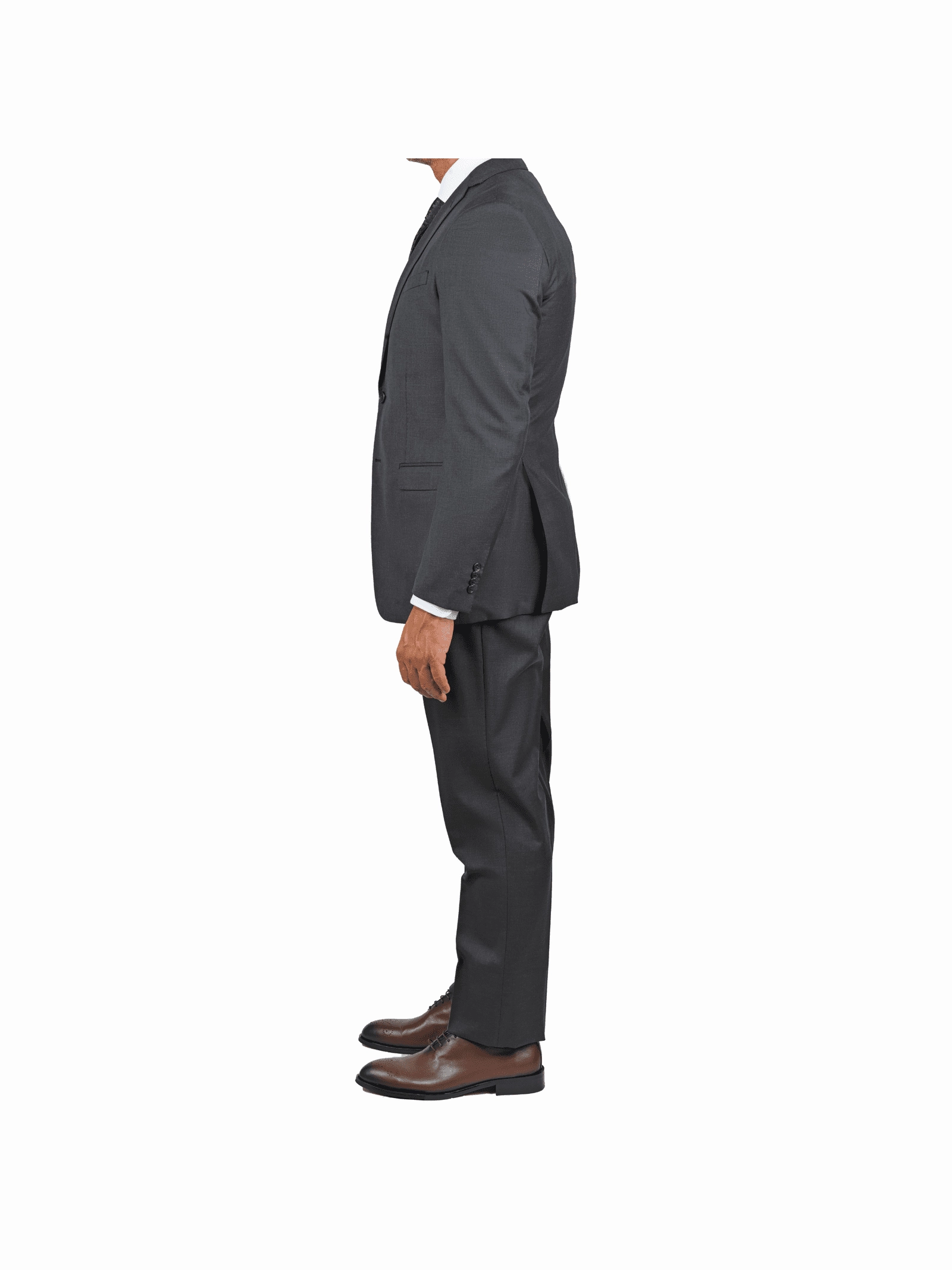 Blujacket Mens Solid Charcoal Gray Wool Cashmere Trim Fit 2 Piece Suit