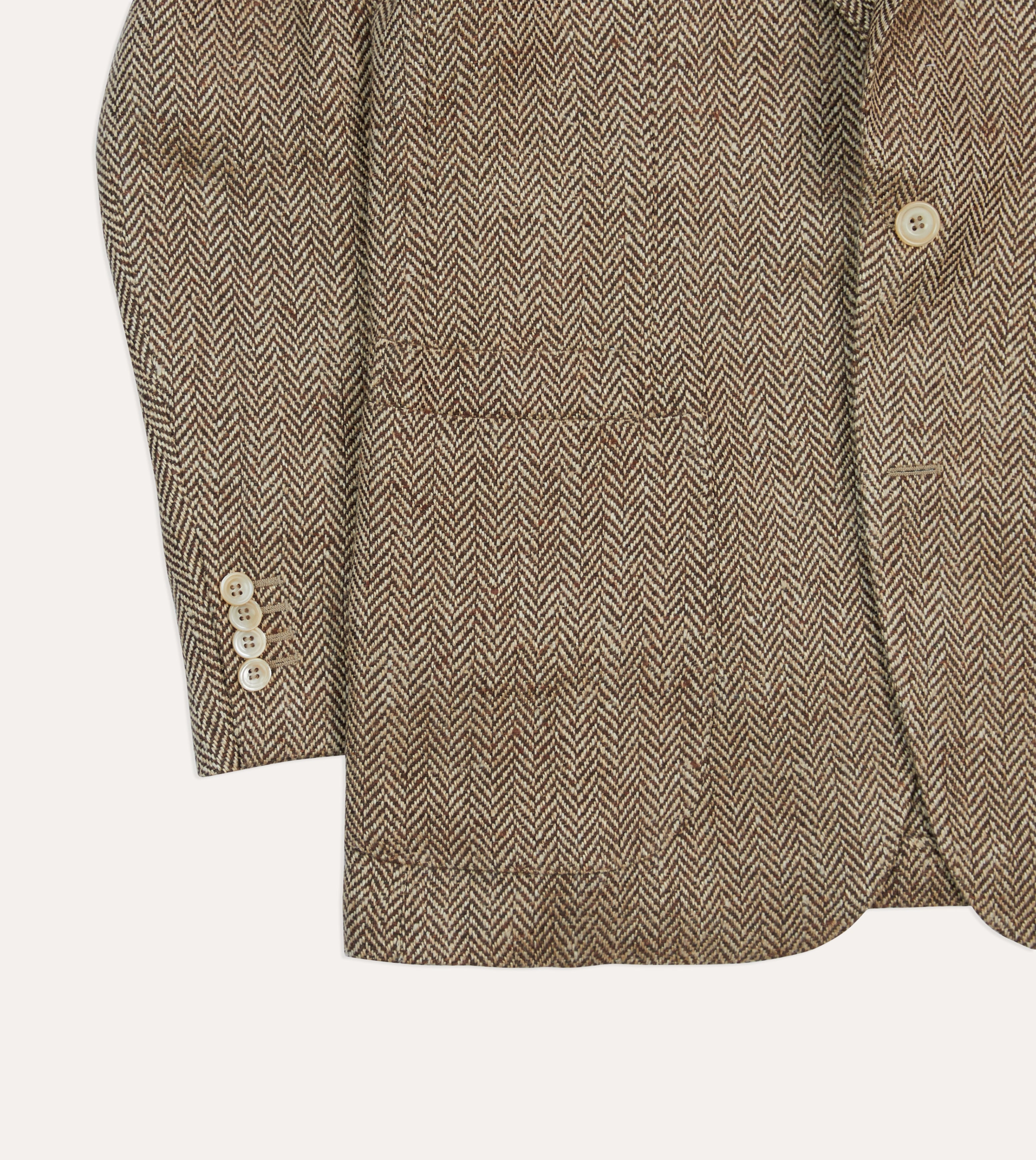 Brown Herringbone Linen-Silk Blazer