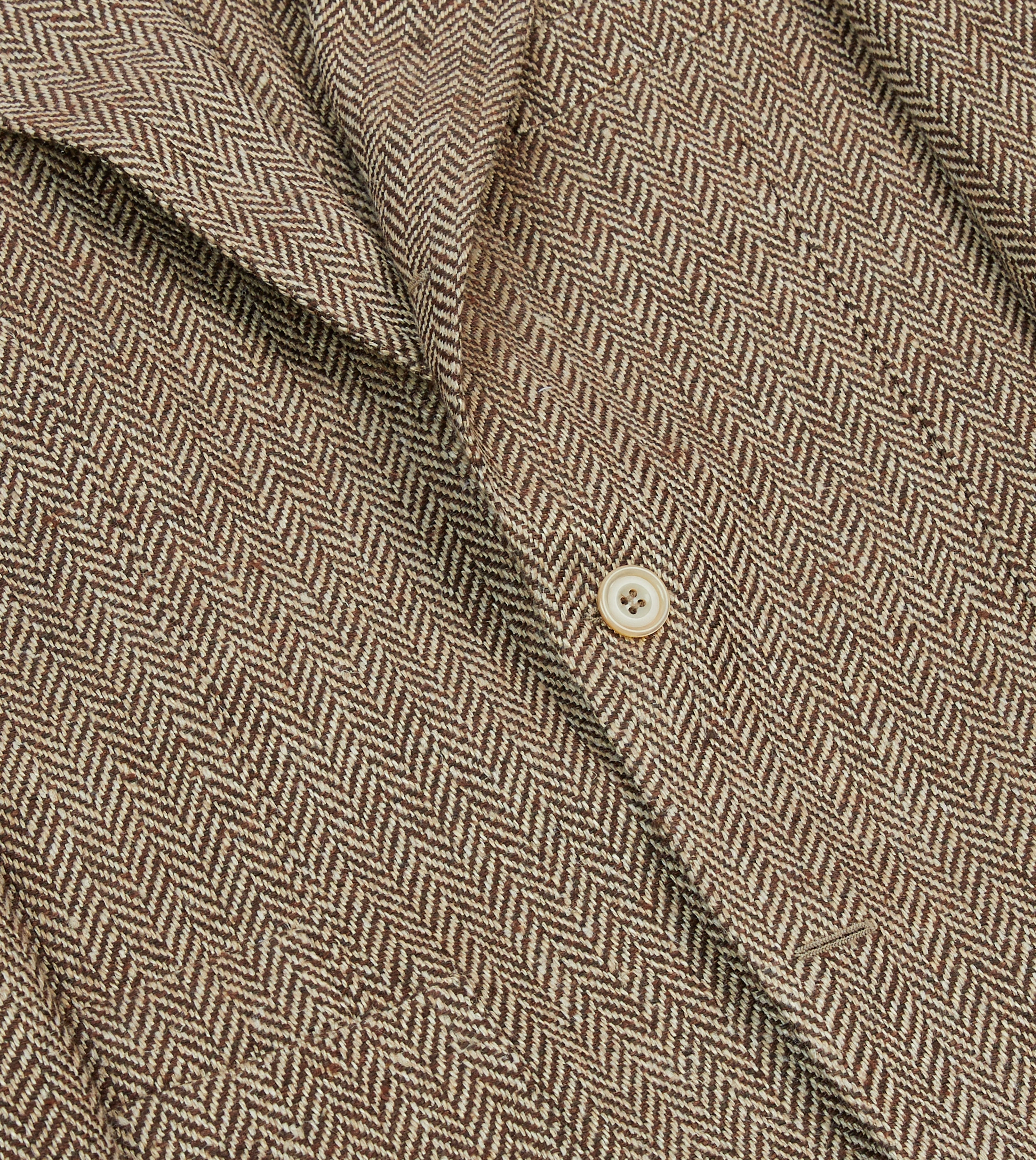 Brown Herringbone Linen-Silk Blazer