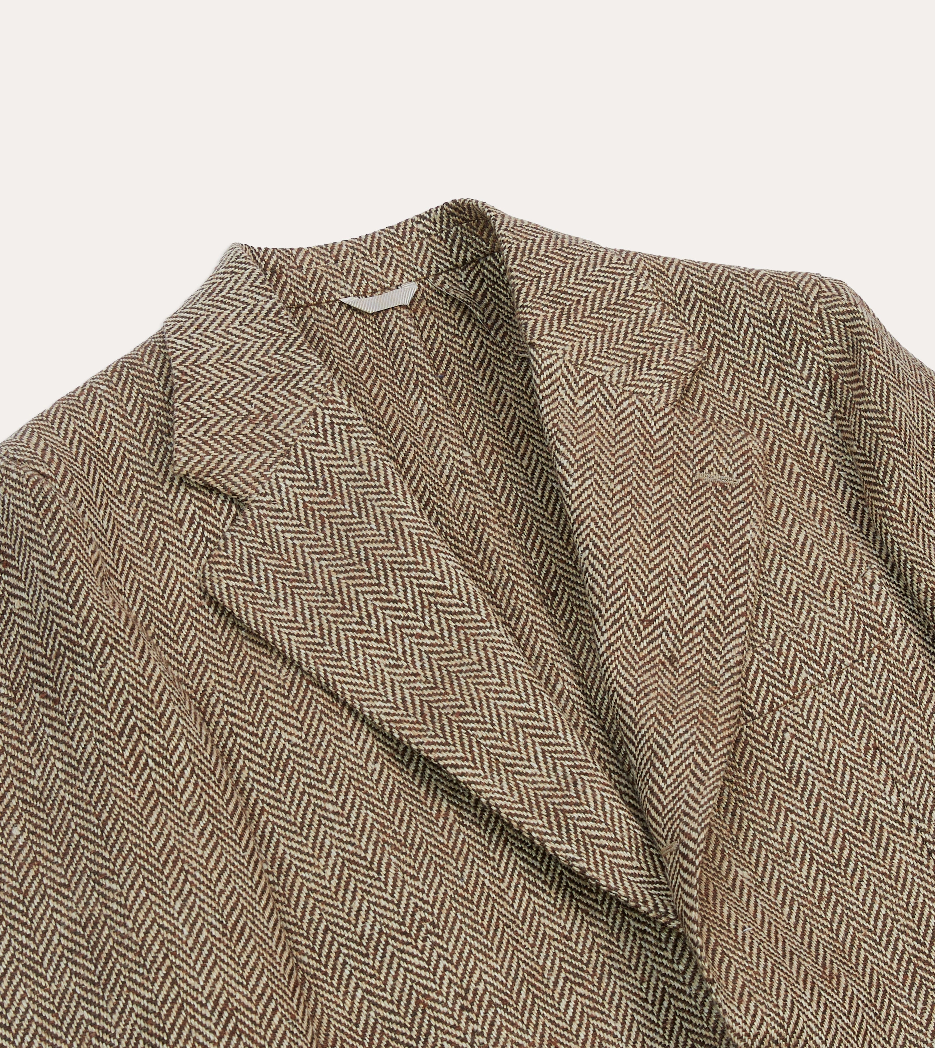 Brown Herringbone Linen-Silk Blazer