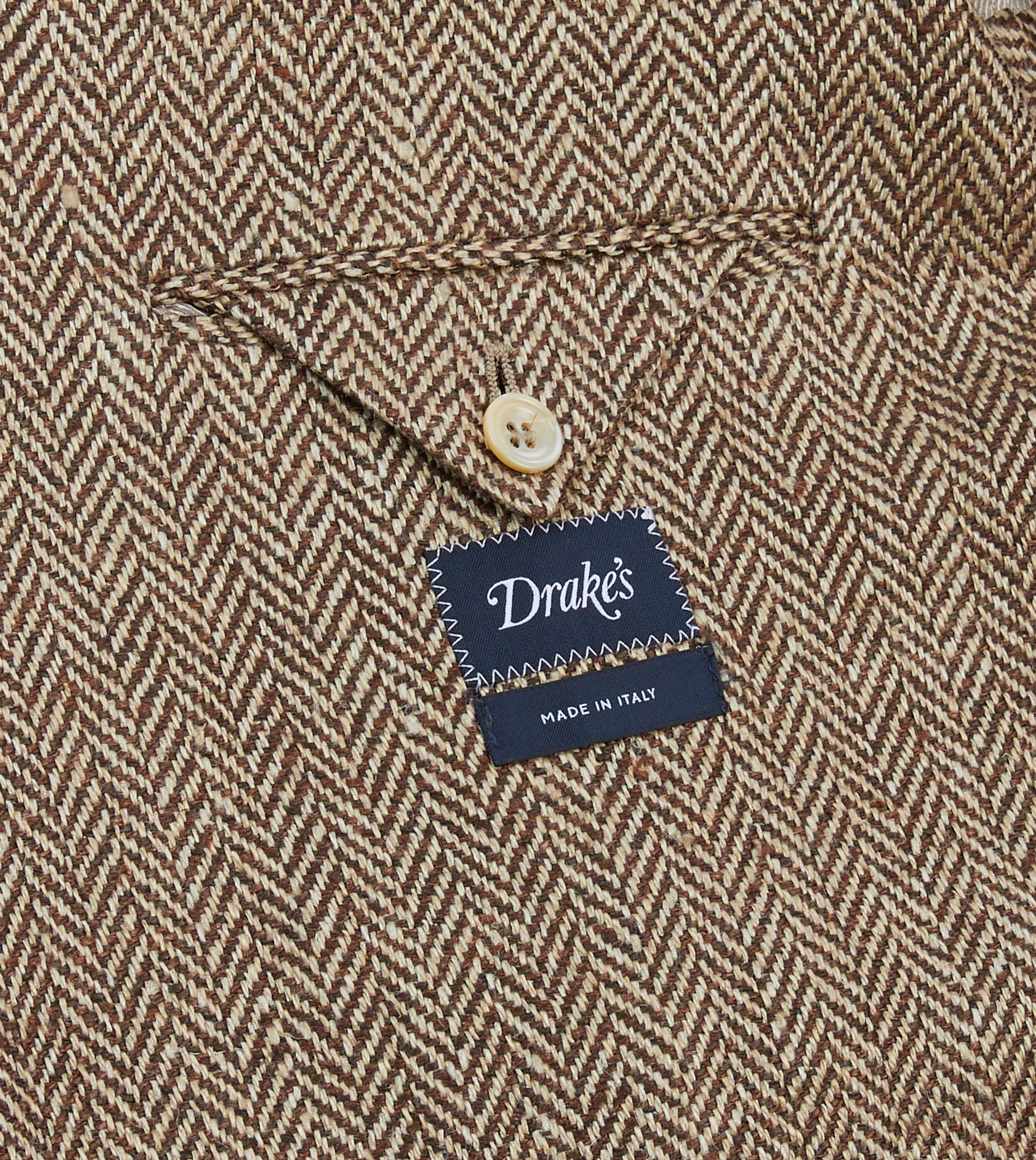 Brown Herringbone Linen-Silk Blazer