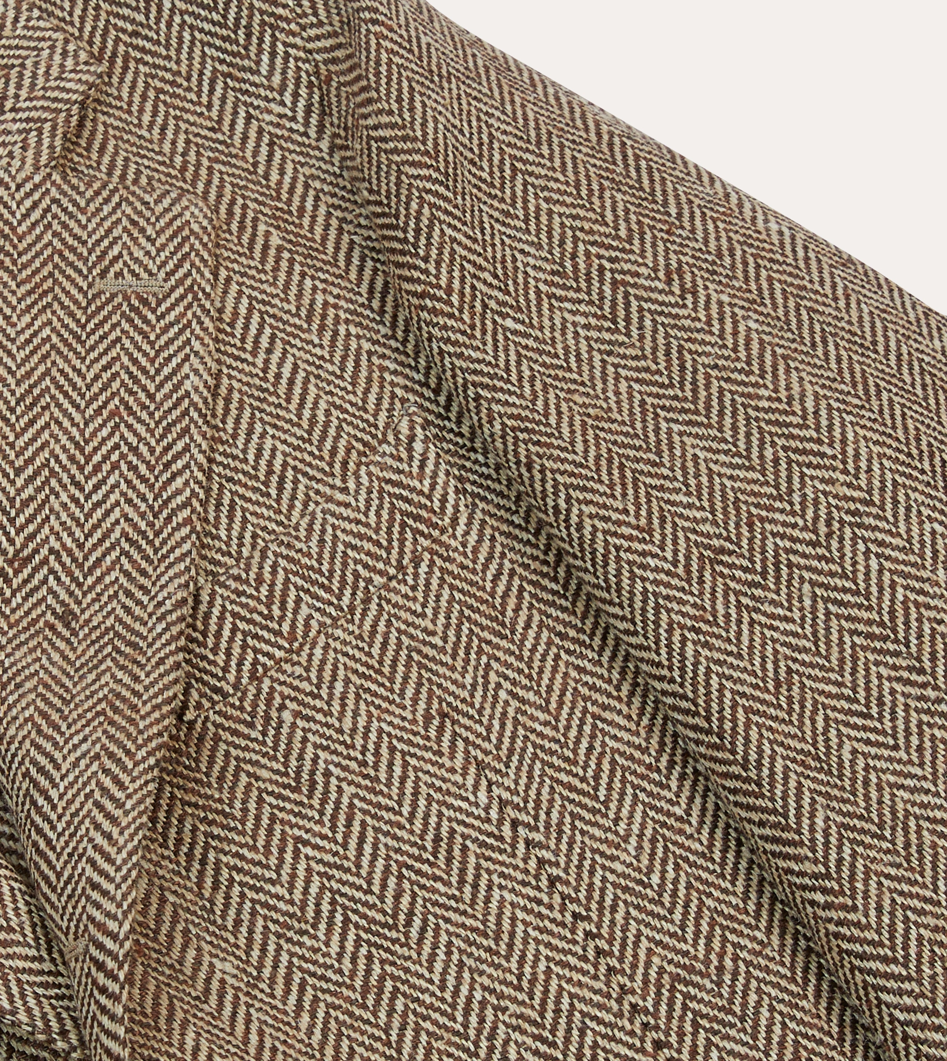 Brown Herringbone Linen-Silk Blazer