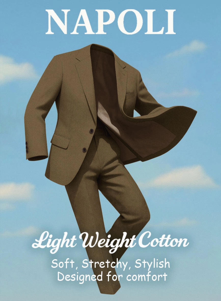 Brown Napoli Stretch Light Weight Cotton Suit