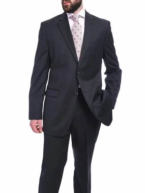 Bruno P. Classic Fit Charcoal Gray Pinstriped Two Button Wool Suit