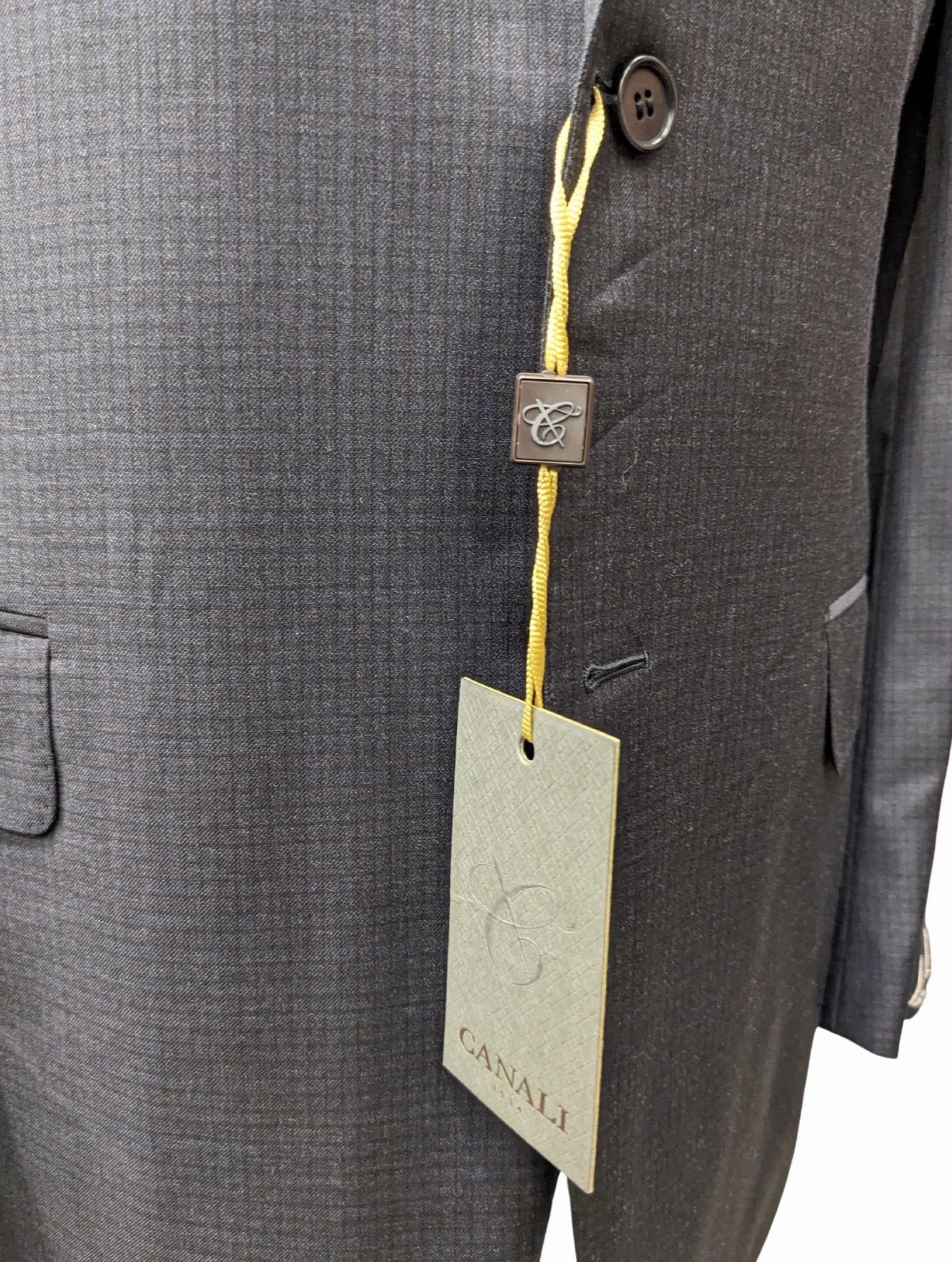 Canali 1934 Mens Charcoal Gray Check 44L Drop 7 100% Wool 2 Button 2 Piece Suit
