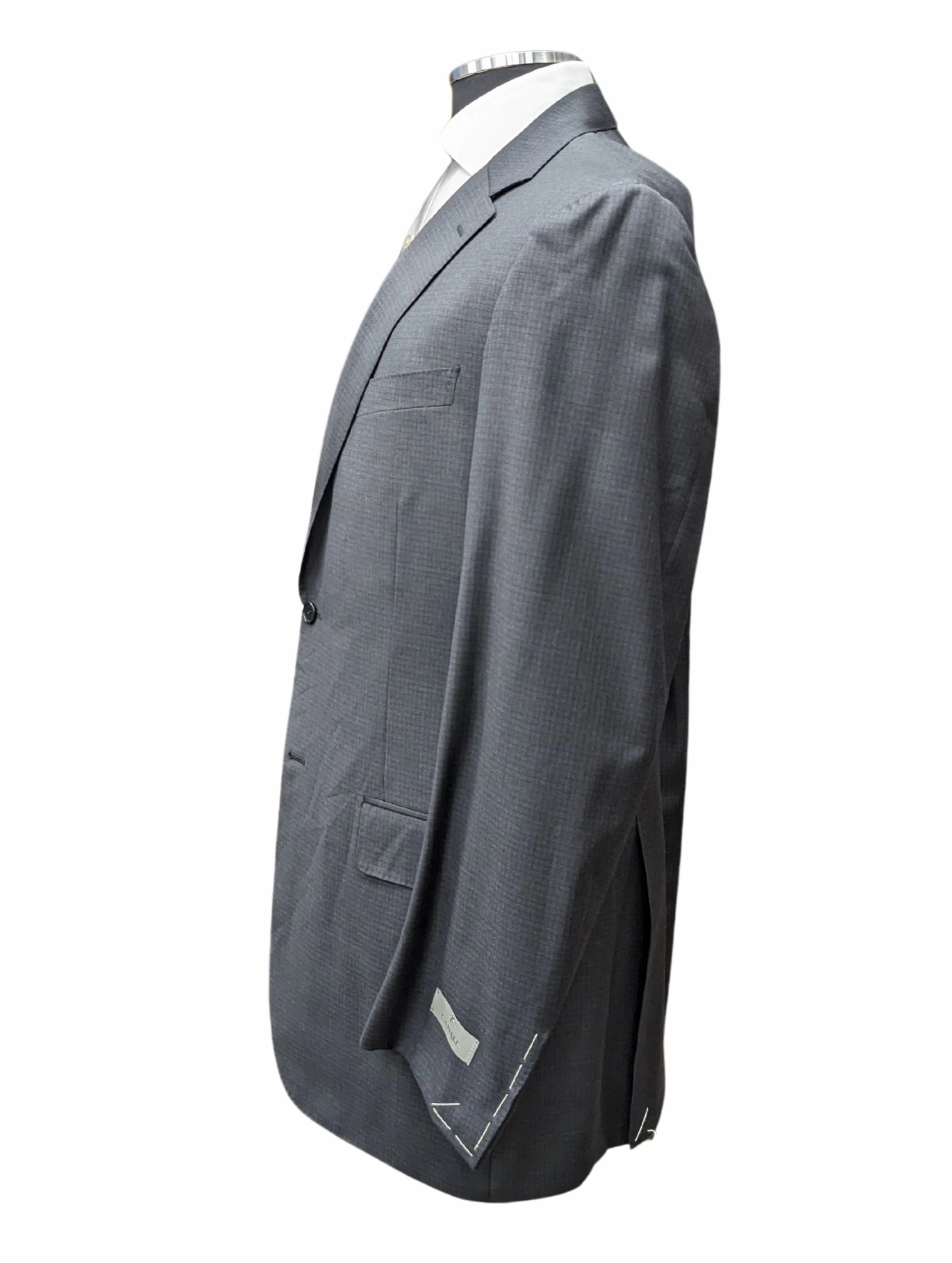 Canali 1934 Mens Charcoal Gray Check 44L Drop 7 100% Wool 2 Button 2 Piece Suit