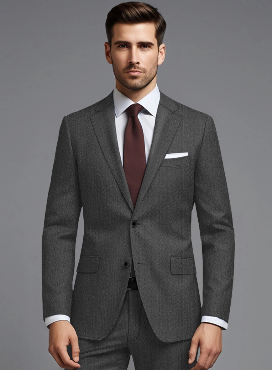 Cavalry Twill Dark Gray Wool Suit