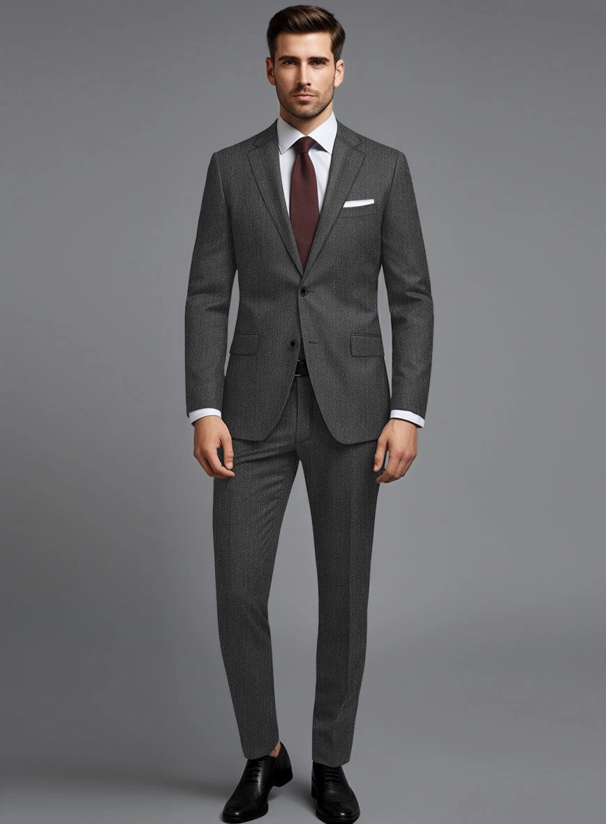 Cavalry Twill Dark Gray Wool Suit