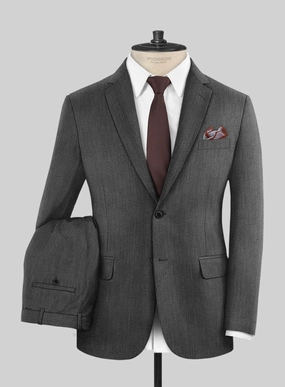 Cavalry Twill Dark Gray Wool Suit