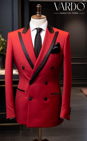 Classic Style Red Double Breasted Suit for Men