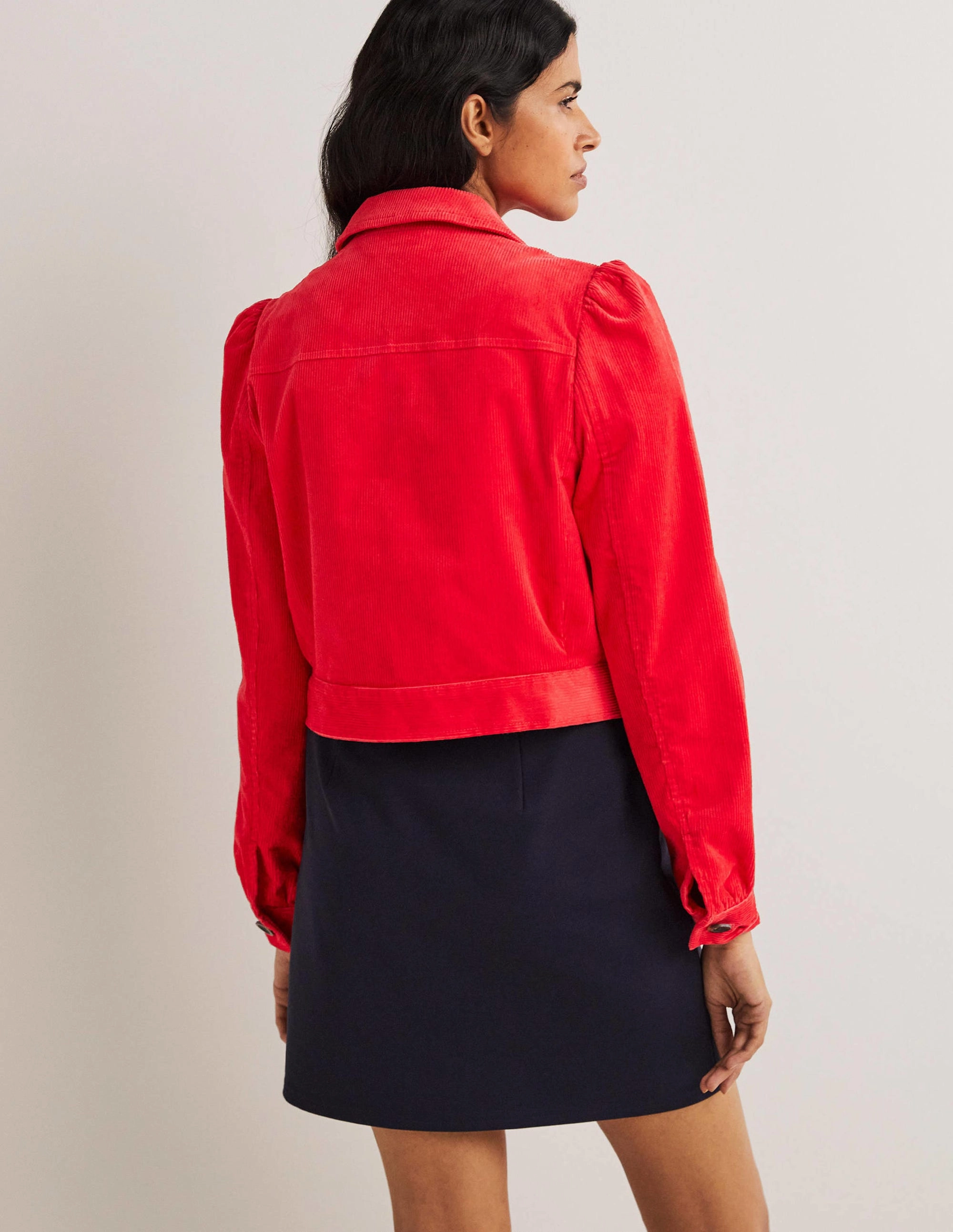Cropped Cord Jacket-Strawberry Tart Red