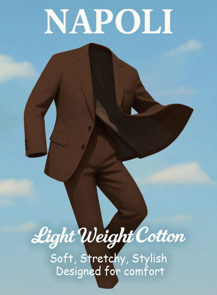 Dark Brown Napoli Stretch Light Weight Cotton Suit