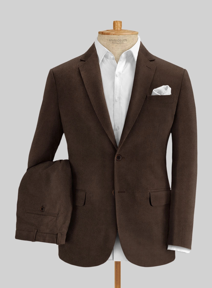 Dark Brown Stretch Pin Corduroy Suit