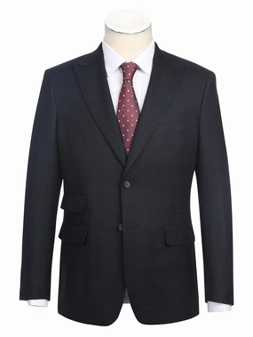 English Laundry Slim Fit Two button Black Blue Check Peak Lapel Suit