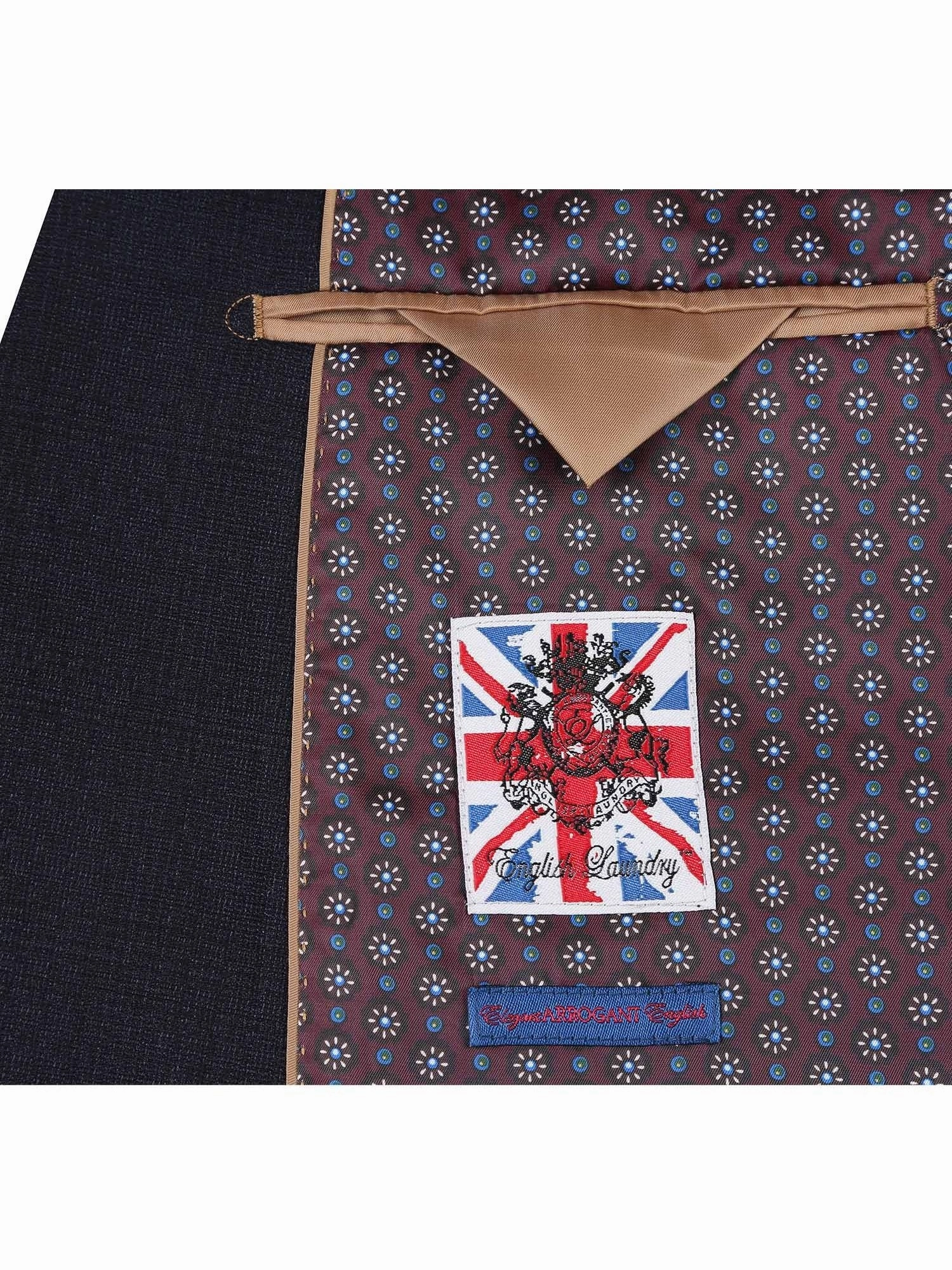 English Laundry Slim Fit Two button Black Blue Check Peak Lapel Suit