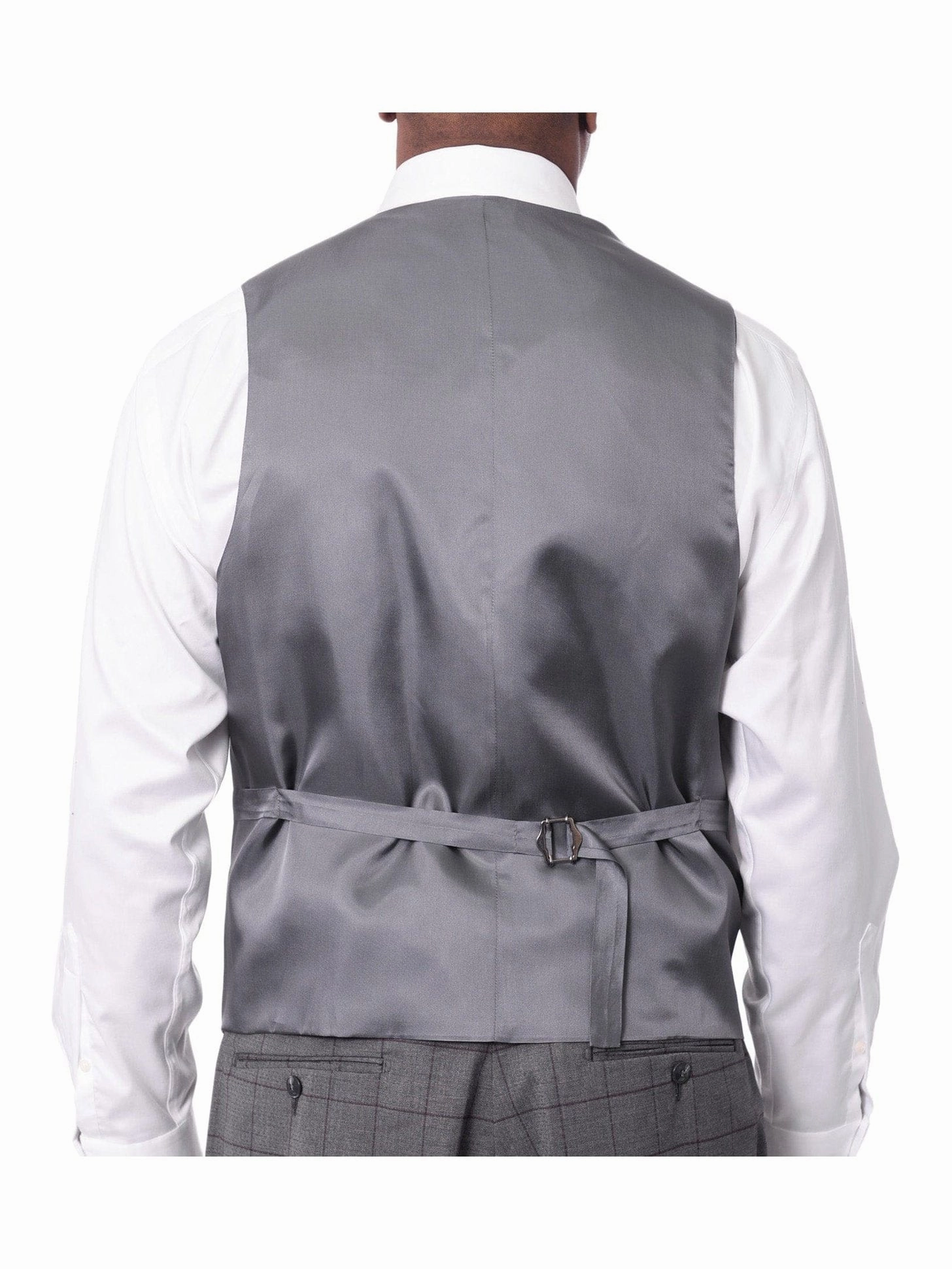 Extrema Mens Gray Check Wool Blend 3 Piece Vested Regular Fit Suit