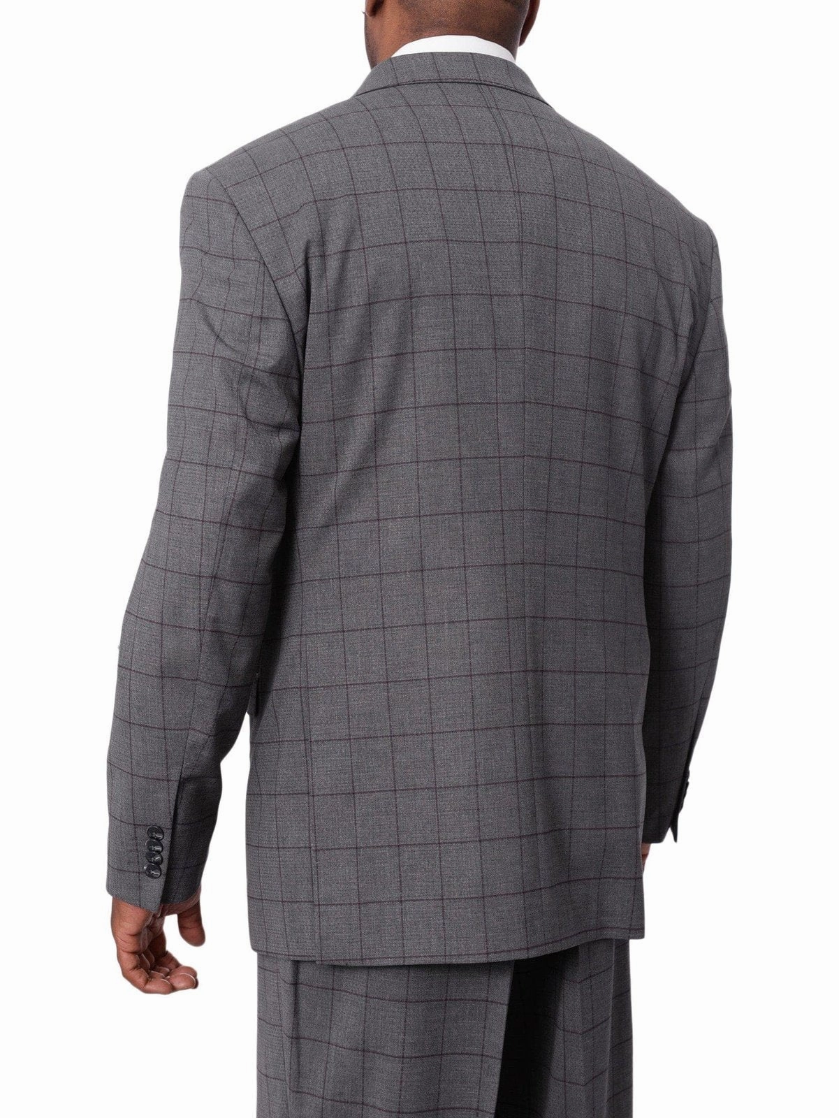 Extrema Mens Gray Check Wool Blend 3 Piece Vested Regular Fit Suit