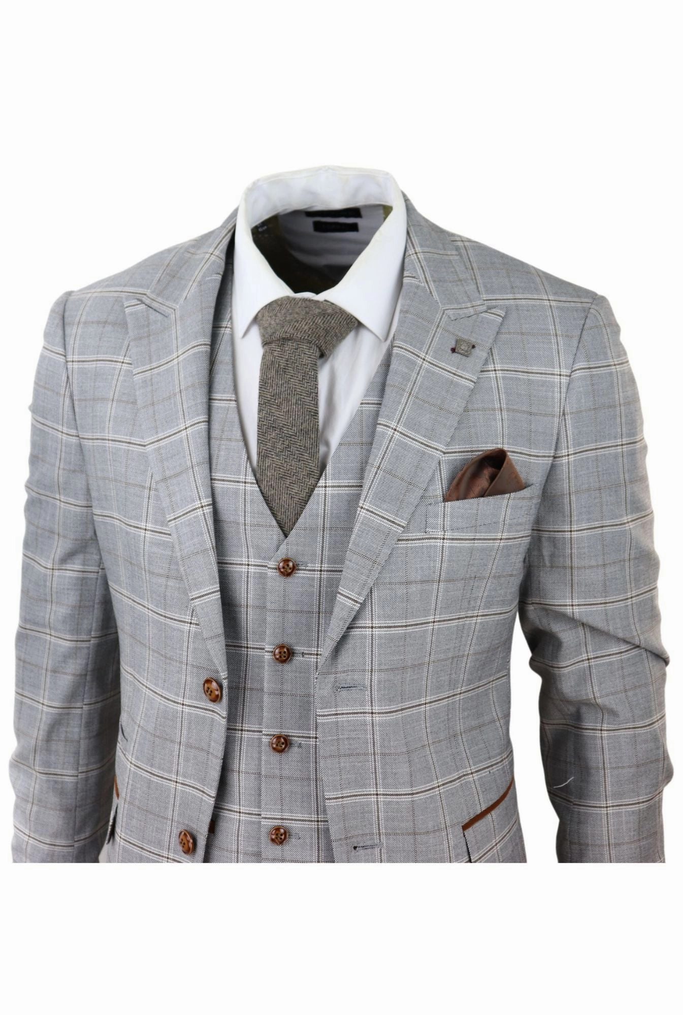 Francis Grey 3 Piece Suit Tan Brown Check