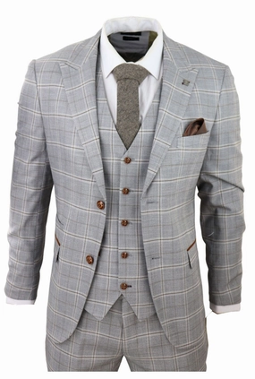 Francis Grey 3 Piece Suit Tan Brown Check
