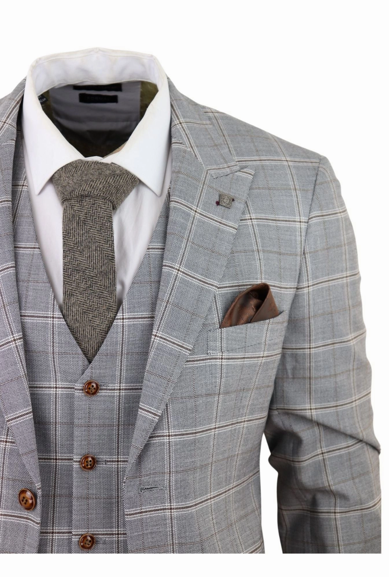Francis Grey 3 Piece Suit Tan Brown Check
