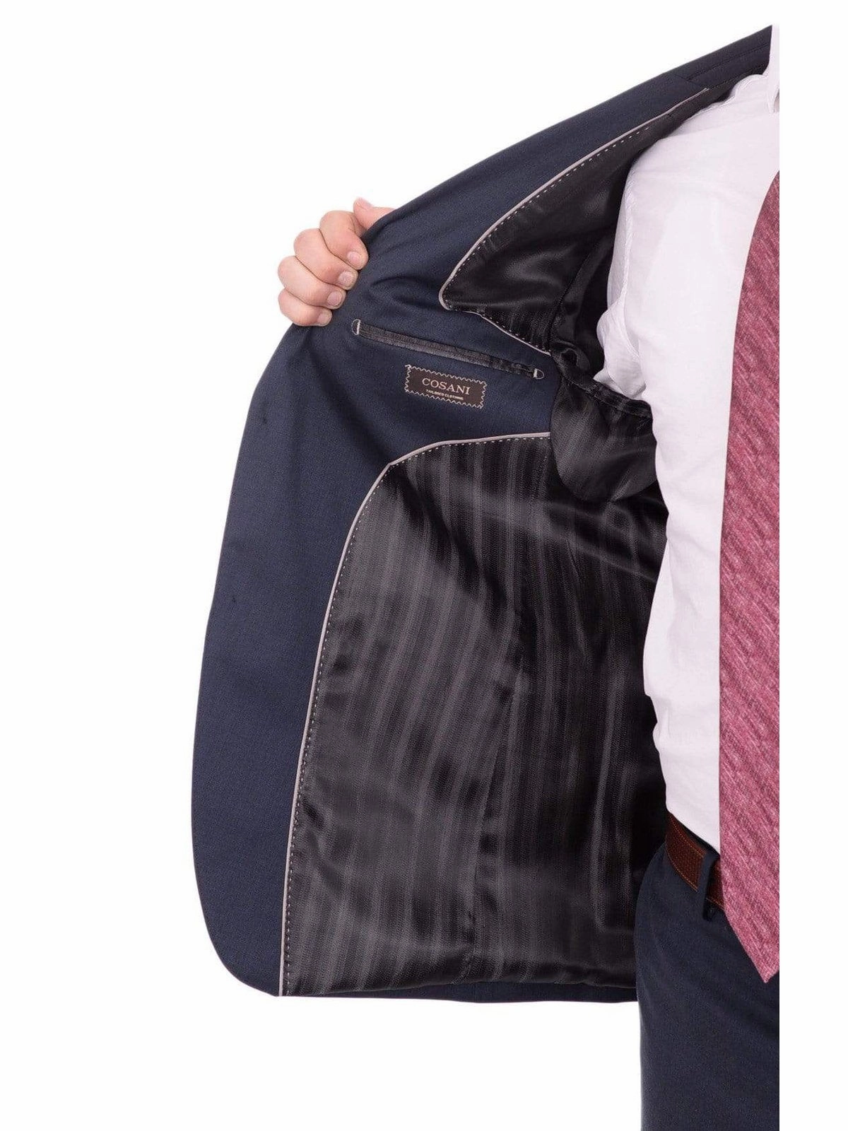 Giorgio Cosani Regular Fit Solid Navy Blue Two Button Wool Suit