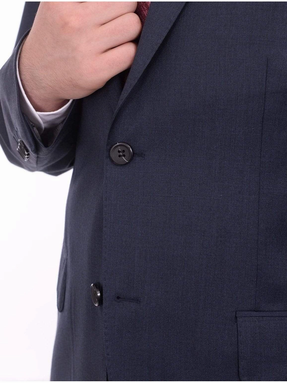 Giorgio Cosani Regular Fit Solid Navy Blue Two Button Wool Suit