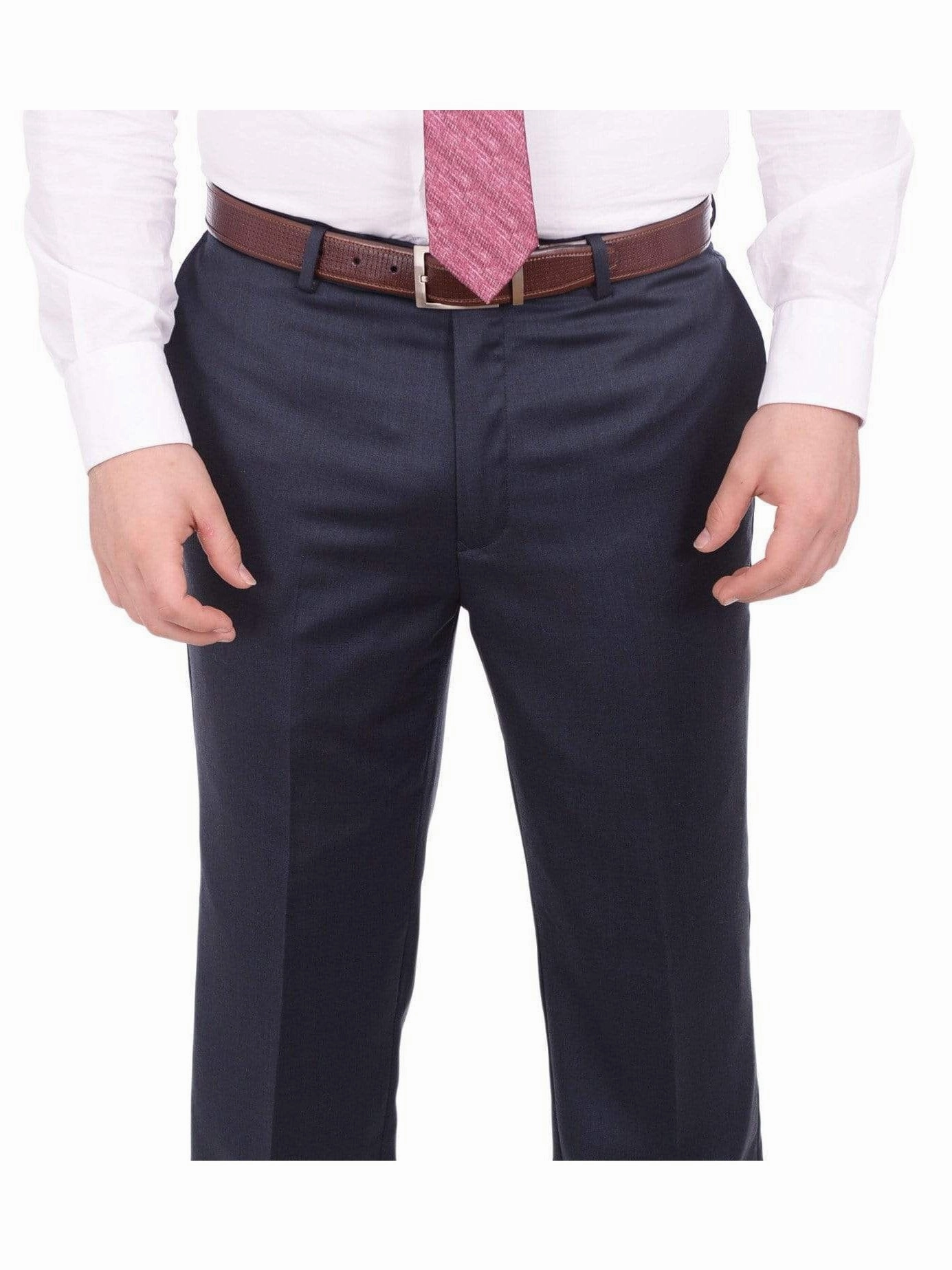 Giorgio Cosani Regular Fit Solid Navy Blue Two Button Wool Suit