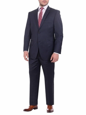 Giorgio Cosani Regular Fit Solid Navy Blue Two Button Wool Suit
