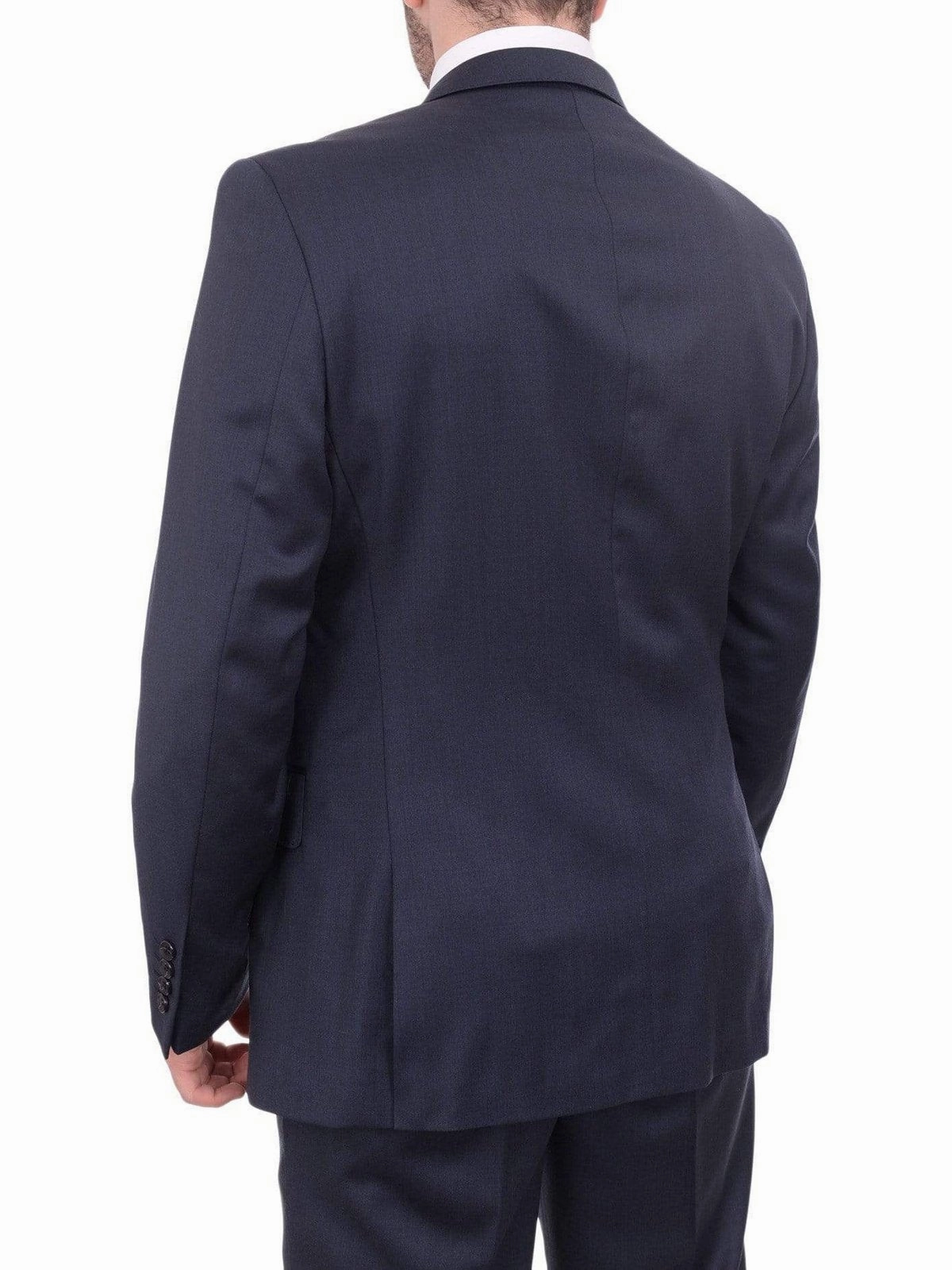 Giorgio Cosani Regular Fit Solid Navy Blue Two Button Wool Suit