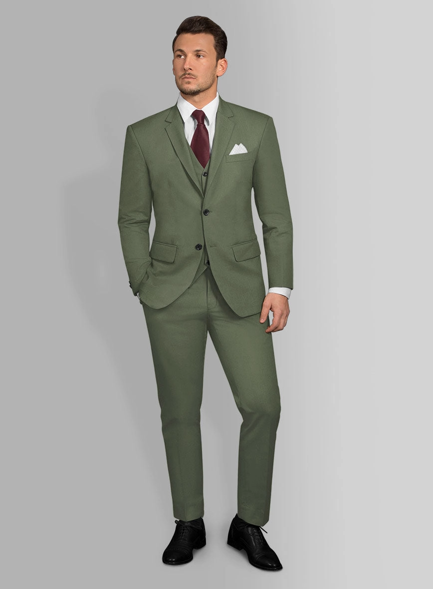 Green Cotton Power Stretch Chino Suit