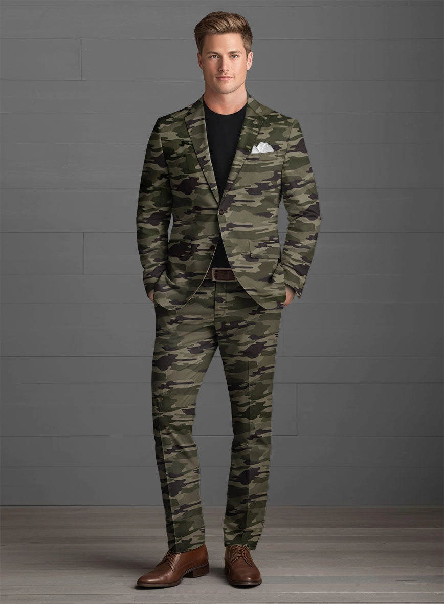 Green Stretch Camo Suit