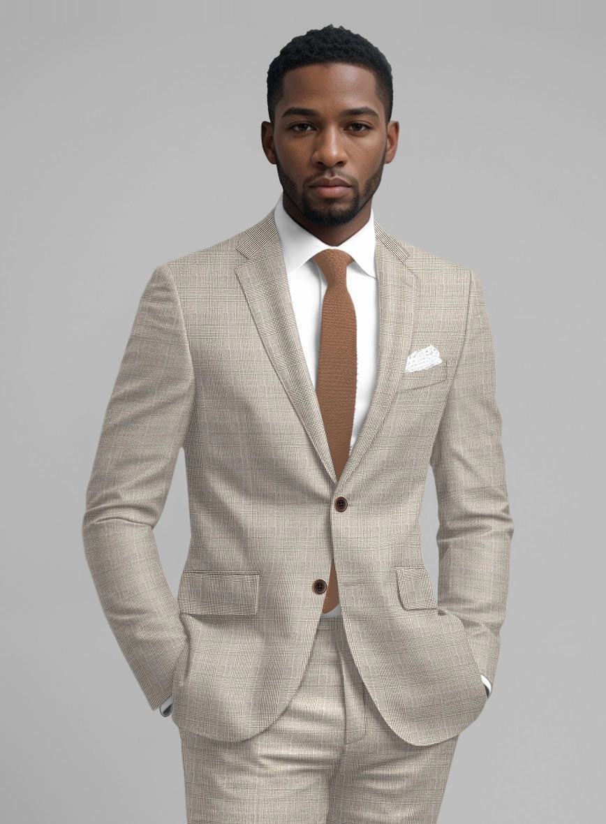 Guabello Beige Prince Of Wales Suit