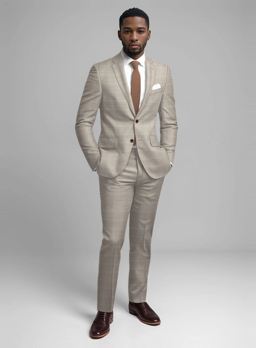 Guabello Beige Prince Of Wales Suit