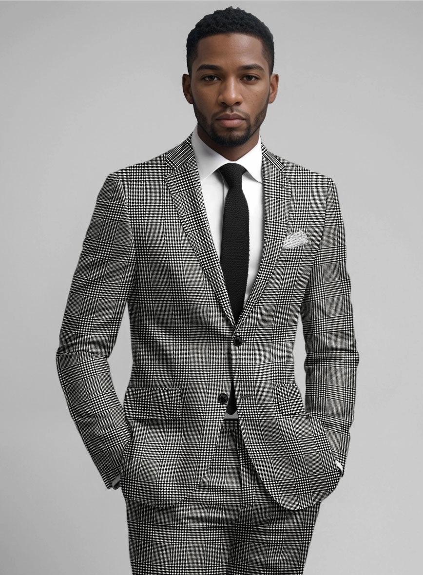 Guabello Black & White Wool Jersey Suit