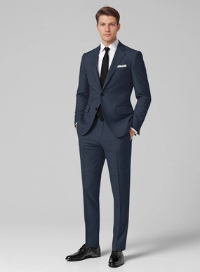 Guabello Blue Sharkskin Suit