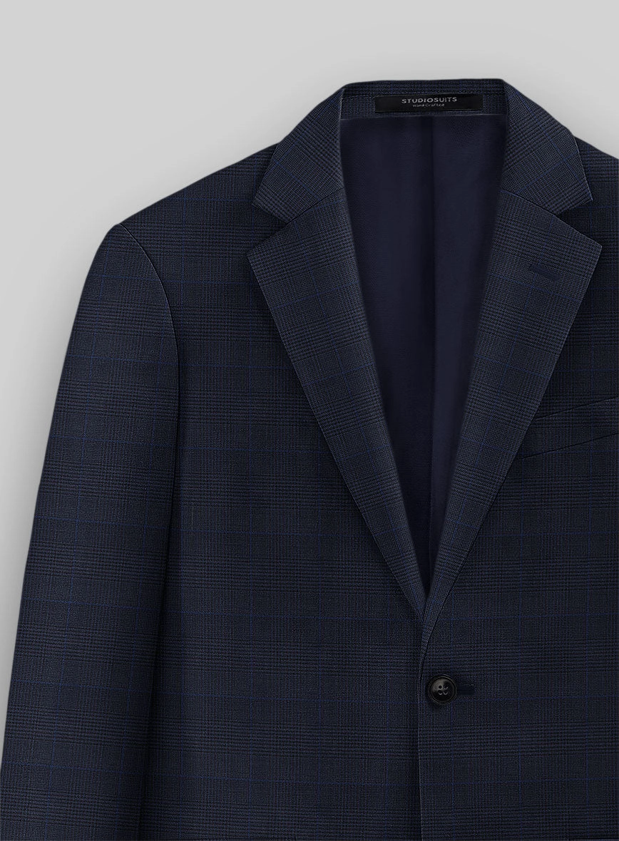 Guabello Dark Blue Prince Of Wales Suit