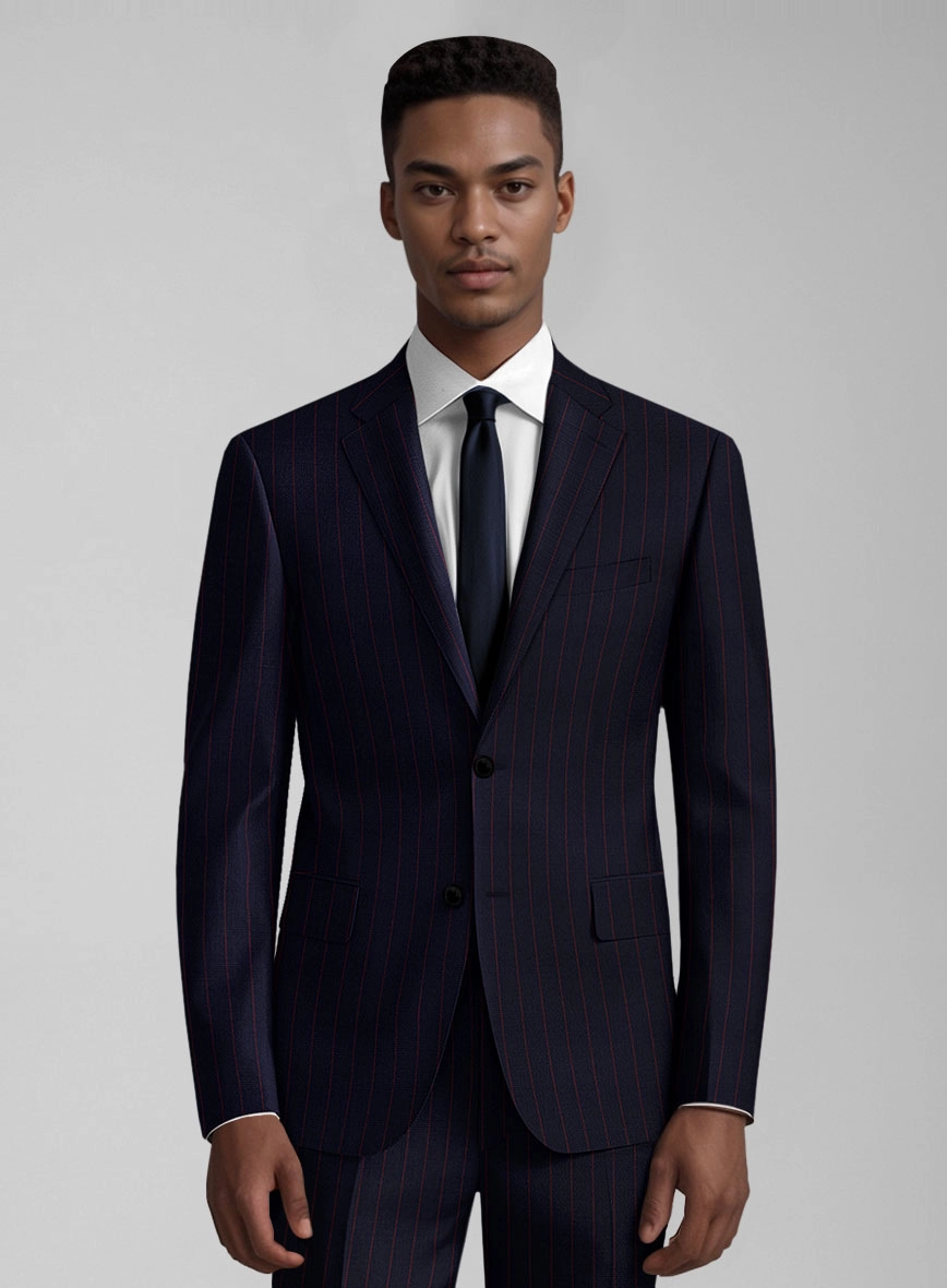 Guabello Dark Blue Rope Stripe Suit