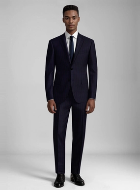 Guabello Dark Blue Rope Stripe Suit