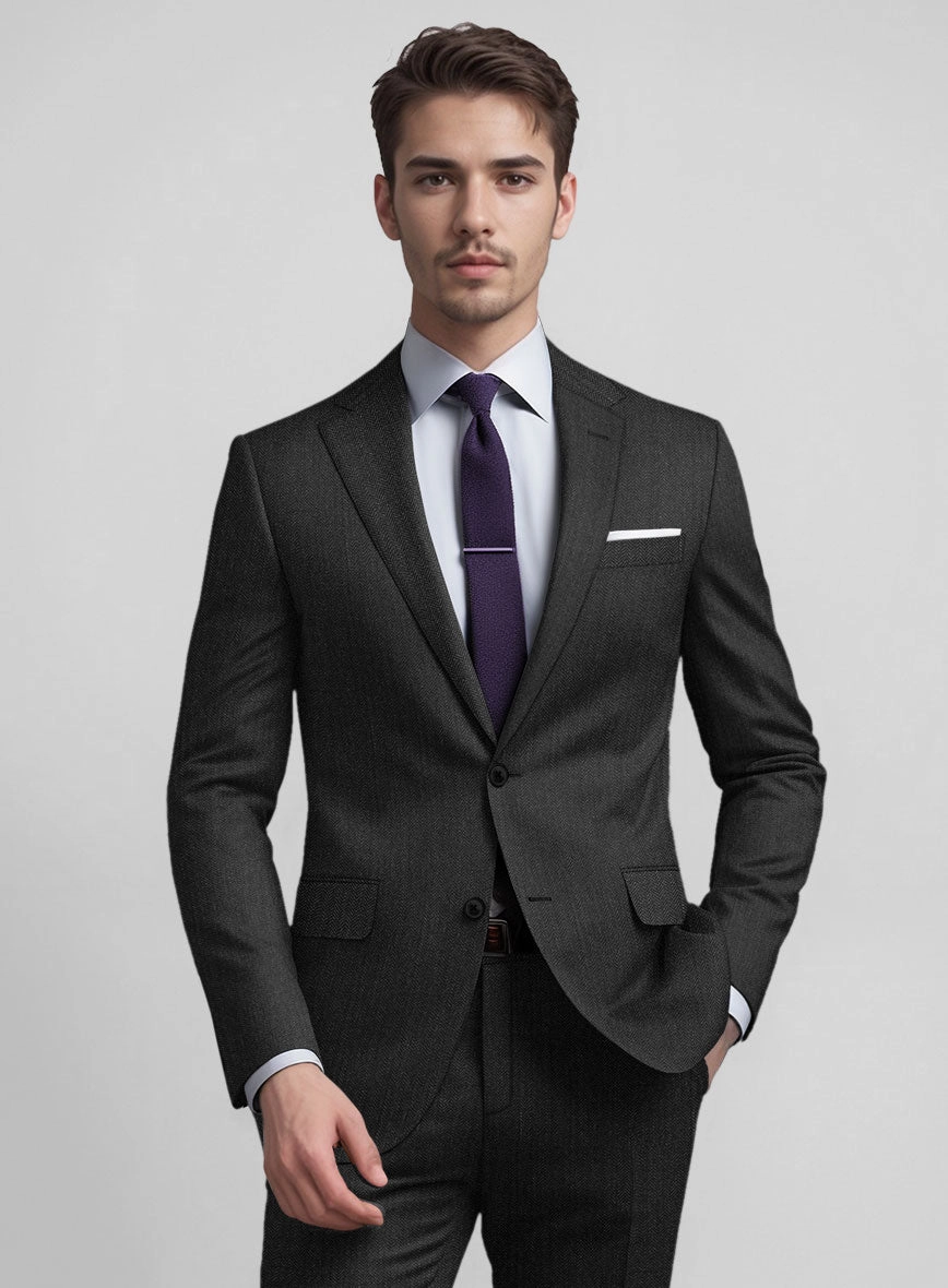 Guabello Dark Gray Herringbone Suit